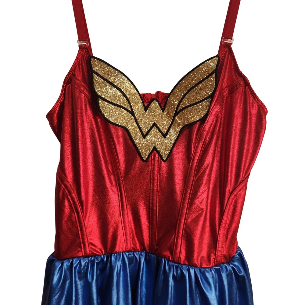 DC Comics Originals Wonder Woman Costume Dress Metallic Red Blue XL 849065